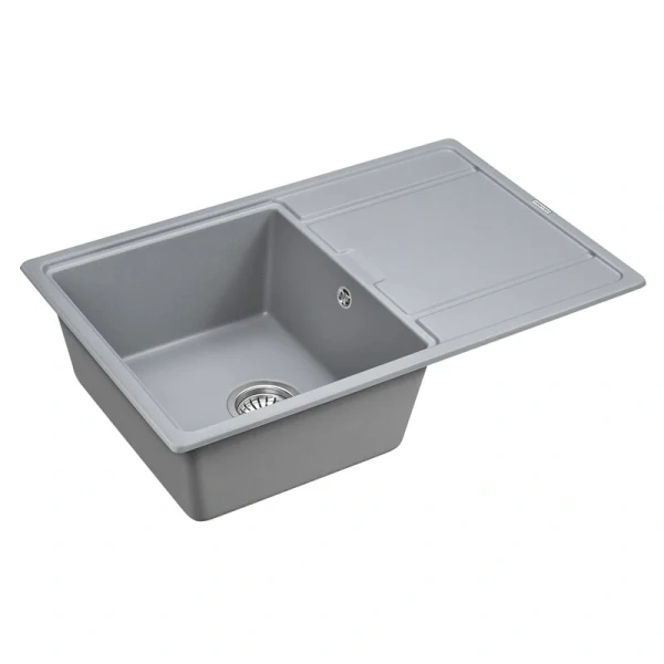 Мойка для кухни Paulmark Flugen 78 см серый металлик PM217850-GRM (детальная фотография), кварц