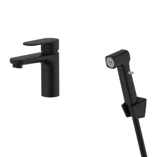 Смеситель для раковины Акватек Ника черный матовый AQ1812MB (детальная фотография)