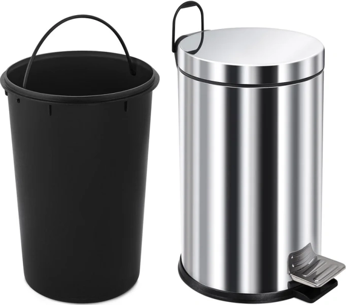 Мусорное ведро Berges 004 с педалью (детальная фотография), хром