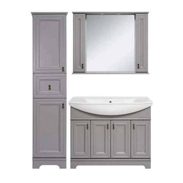 Шкаф-пенал напольный Misty Лувр 35 см серый правый П-Лвр04035-1504П (детальная фотография), напольные