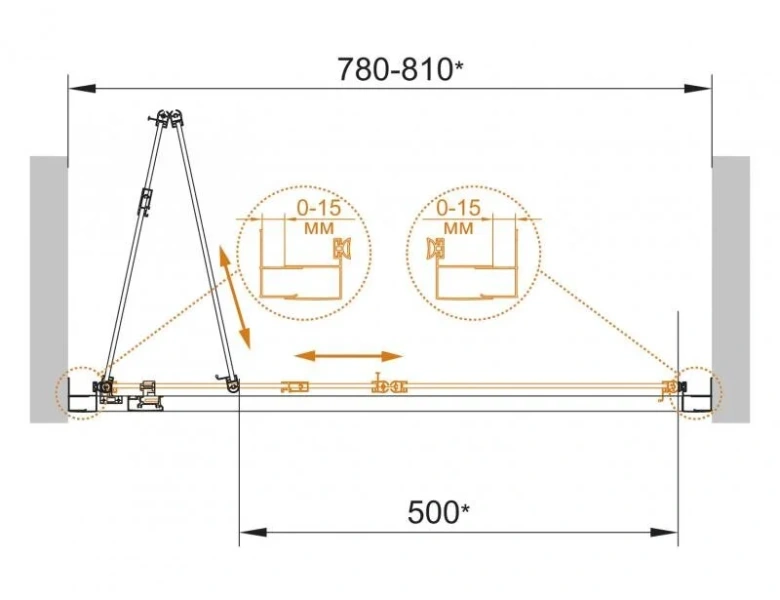 Душевая дверь в нишу Cezares Eco 80 см стекло прозрачное ECO-O-BS-80-C-Cr (детальная фотография), 80 см