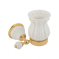 Стакан для ванной Migliore Olivia белая керамика с золотым декором