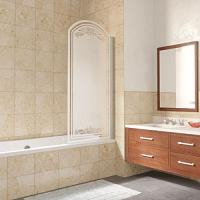 Душевая шторка на ванную профиль матовый хром стекло сатин рисунок прозрачный Vegas-glass