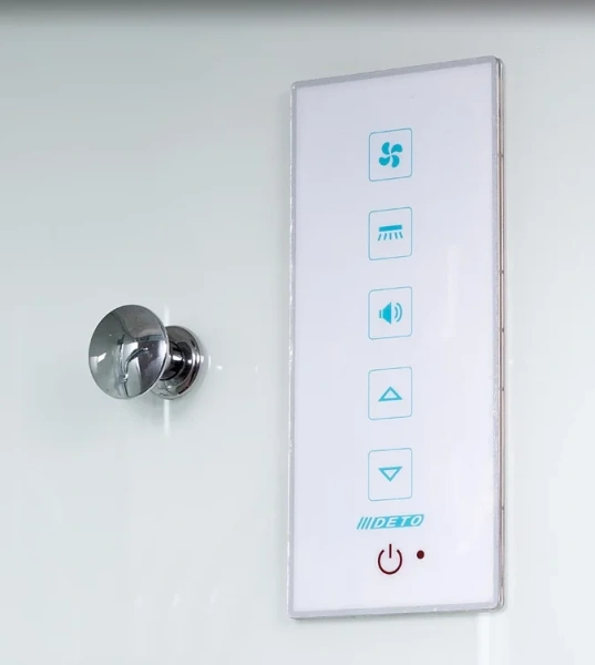 Душевая кабина Deto K 120x90 см с led подсветкой K402SLED (детальная фотография), со стеклянными задними стенками