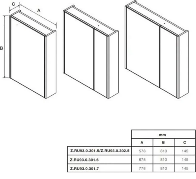 Зеркальный шкаф с подсветкой Roca UP 60 см левый, белый глянец ZRU9303015 (детальная фотография), в наличии