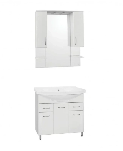 Зеркальный шкаф с подсветкой Style Line Энигма 90 см белый ЛС-00000174 (детальная фотография), современные, hi-tech