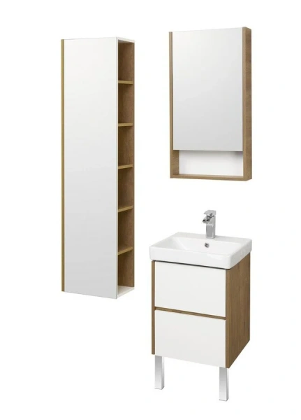 Зеркальный шкаф Акватон Сканди 45 см белый, дуб рустикальный 1A252002SDZ90 (детальная фотография), недорогo