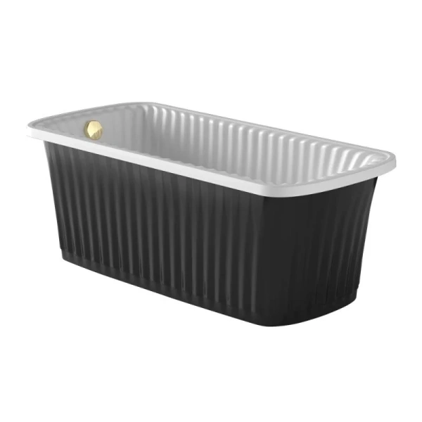 Ванна из искусственного камня Migliore Olivia Panello 174х80 см чёрная, фурнитура золото 24266 (детальная фотография)