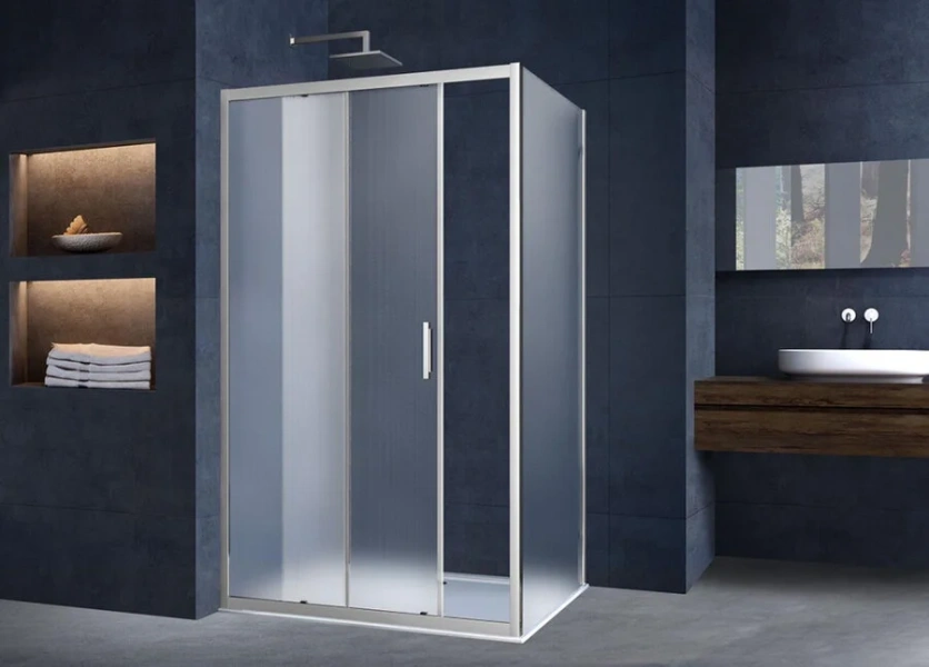 Душевой уголок Vincea Alpha 130х80 см стекло текстурное VSR-3AL8013MT (детальная фотография), хром
