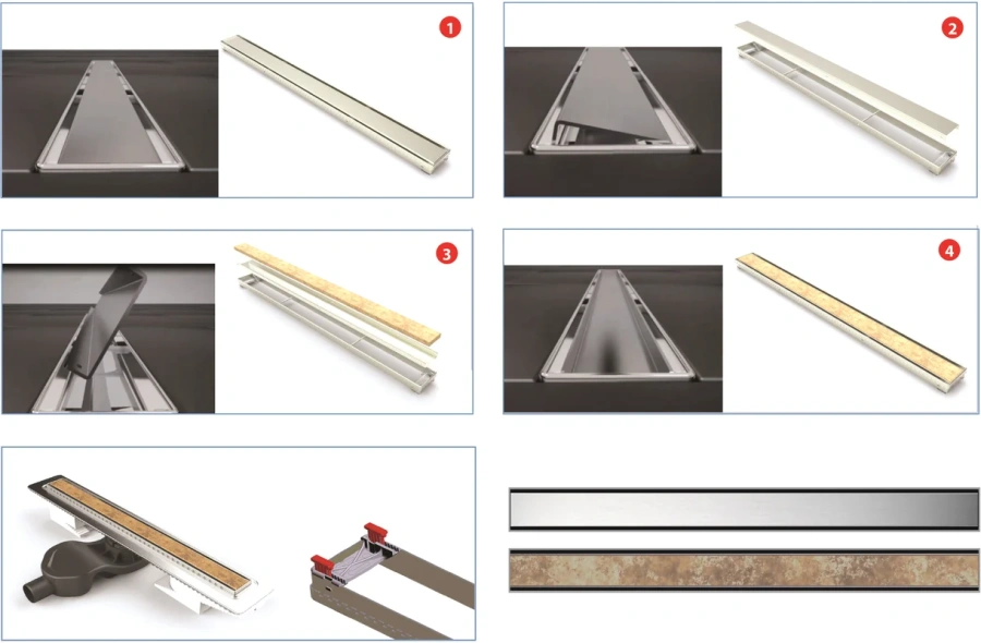 Душевой лоток BERGES B1 Keramik 120 90 см с решеткой (детальная фотография), для монтажа в пол index_1