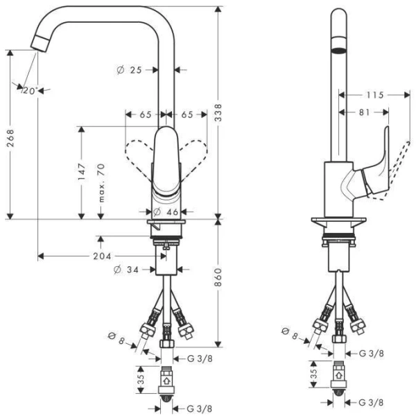 Смеситель для кухни Hansgrohe Focus 31822000 (детальная фотография), для кухни