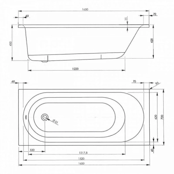 Ванна акриловая Vagnerplast Kasandra 165×70 см приставная VPBA165KAS2X-04 (детальная фотография), без гидромассажа, большие