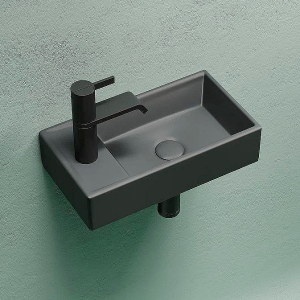 Раковина Ceramica Nova Element 40 см чаша справа темный антрацит CN6051RMDH (детальная фотография), современные, hi-tech