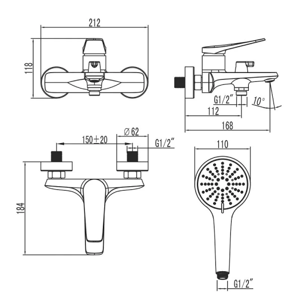 Смеситель для ванны Lemark Bronx графит LM3714GM (детальная фотография), для ванны