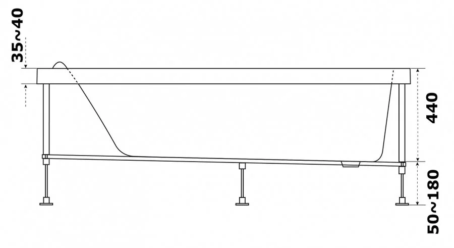 Ванна акриловая Azario Тенза ТНВ0002 170 x 75 см, белая (детальная фотография), 170х75