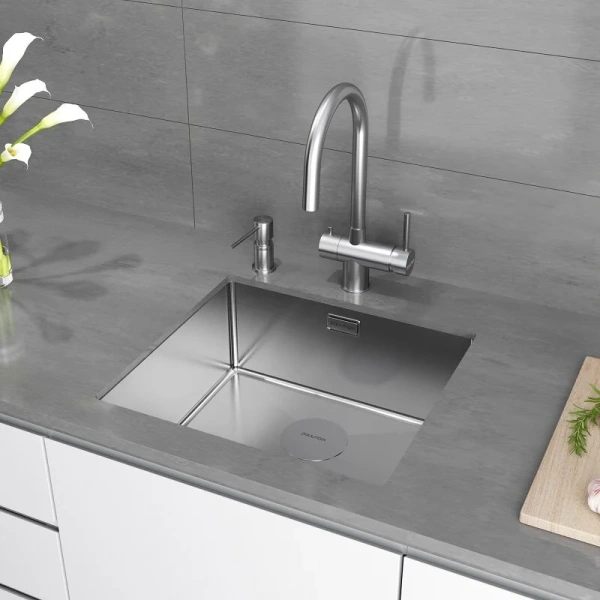 Мойка для кухни Paulmark Marx PM214844 48 см прямоугольная (детальная фотография), прямоугольной формы