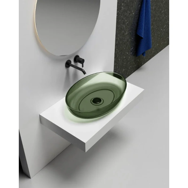 Раковина Abber Kristall 60 см оливковая AT2801Vesuvian (детальная фотография), накладные (на столешницу), пристенные