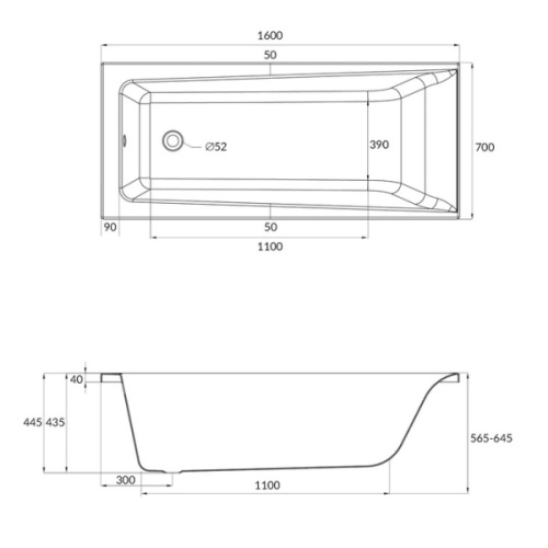 Ванна акриловая Cersanit Lorena 160x70 см прямоугольная 63322 (детальная фотография), прямоугольные