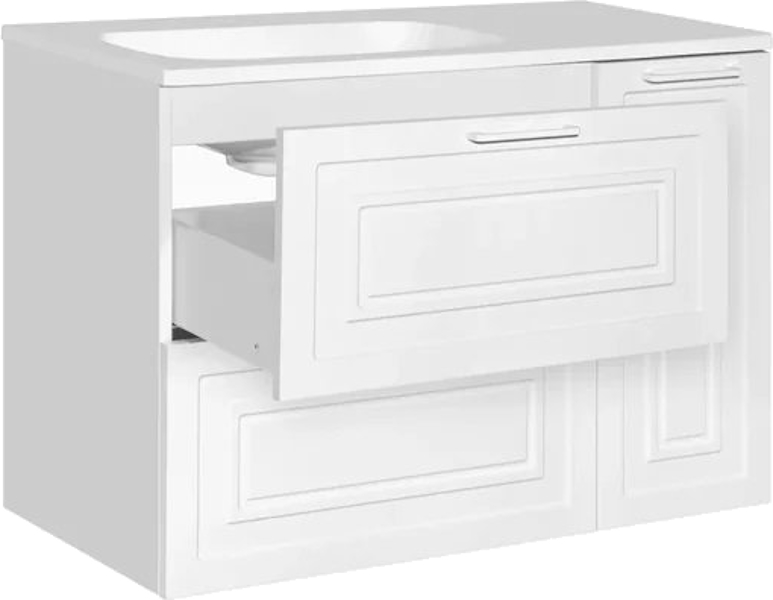 Тумба с раковиной Style Line Альба ЛС-00001005 90 см с бельевой корзиной (детальная фотография), моноблок