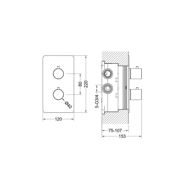 Смеситель для душа Акватек Европа термостатический хром AQ1393CR (детальная фотография), для душа