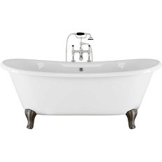 Ванна чугунная Devon & Devon Admiral 182х81 см без отверстий под смеситель, ножки алюминий натуральный