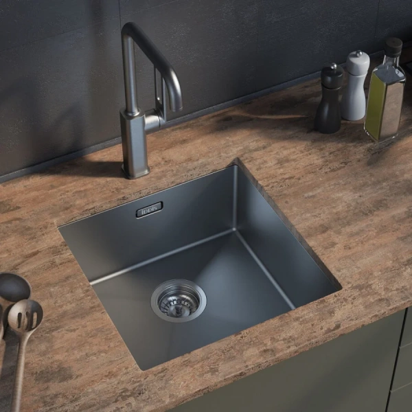 Мойка для кухни IDDIS Edifice 44 см графит EDI44G0i77 (детальная фотография), квадратная