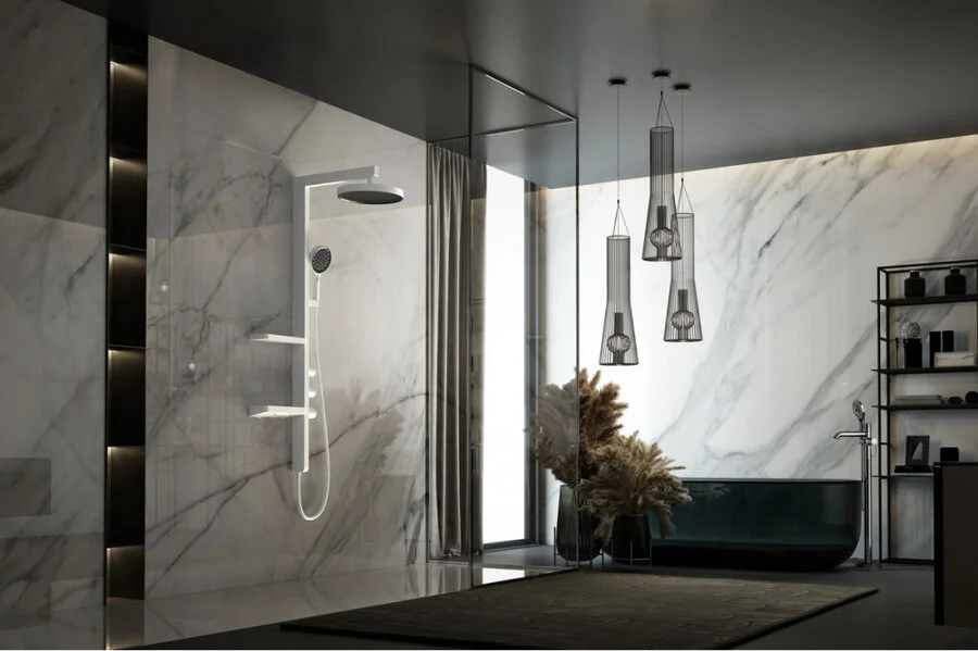 Душевая стойка Vincea Inspire VSFS-3I11 с изливом (детальная фотография), с тропическим душем