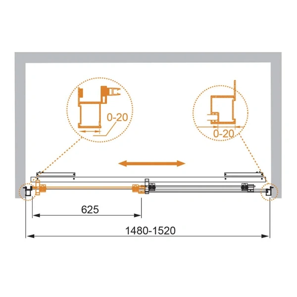 Душевая дверь в нишу Cezares Lux-Soft 150 см LUX-SOFT-W-BF-1-150-C-Cr-IV (детальная фотография), современные, hi-tech