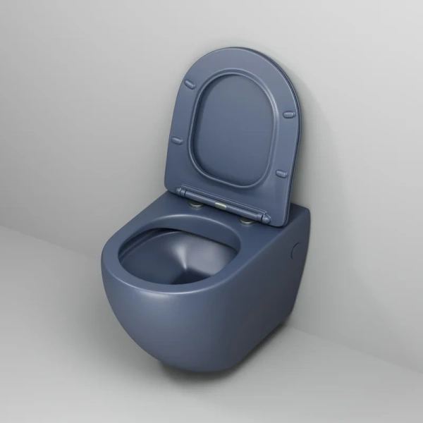 Унитаз подвесной Grossman Color синий матовый GR-4411BLMS (детальная фотография), с горизонтальным, прямым выпуском, с прямым выпуском