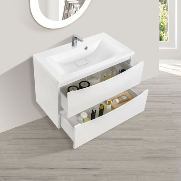 Тумба под раковину подвесная Vincea Mia 79 см G.White VMC-2MA800GW (детальная фотография), подвесная, пристенная