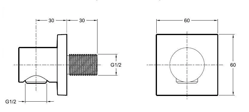 Коленное соединение Jacob Delafon Modulo для душевого шланга E8467-CP (детальная фотография), в наличии