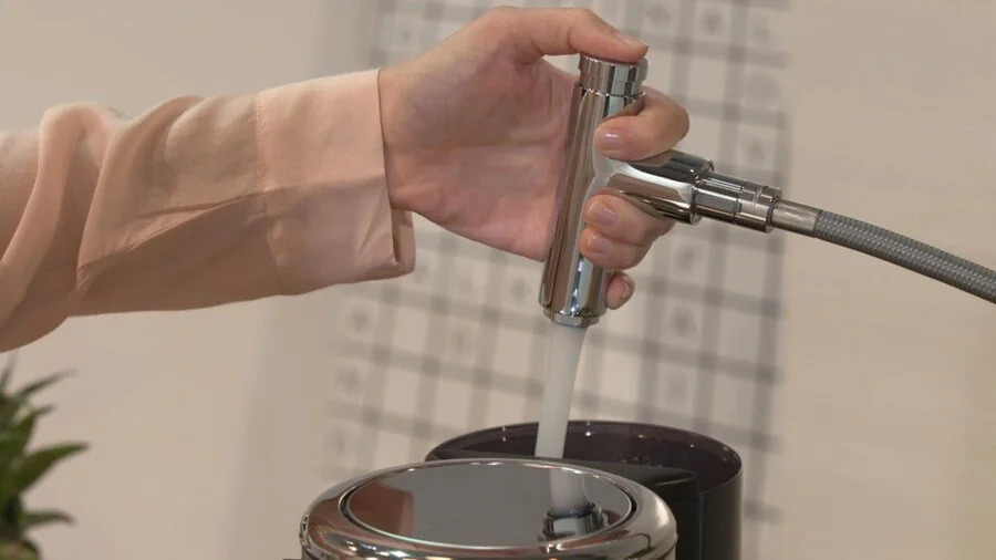 Смеситель для кухни Hansgrohe Talis Select S под сталь 72821800 (детальная фотография), высокие, округлая форма