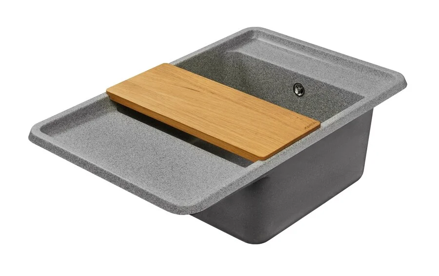 Мойка для кухни Акватон Беллис 78 см серая 1A725032BS230 (детальная фотография), с одной основной чашей