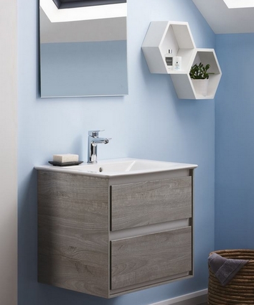 Тумба под раковину подвесная Ideal Standard Connect Air 60 см светло-серое дерево, белый матовый E0818PS (детальная фотография), нет в наличии