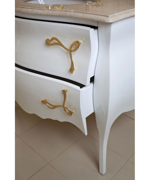 Тумба для раковины, цвет белый глянцевый, фурнитура золото, La Beaute Holly BHO116LBL.OR (детальная фотография) index_1