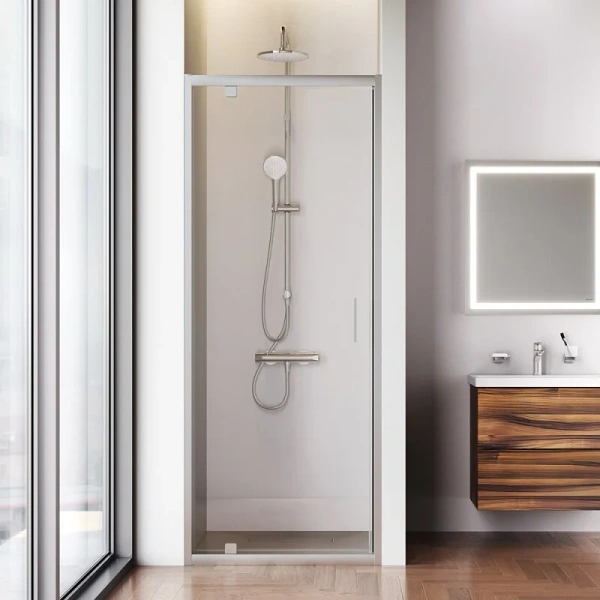 Душевая дверь в нишу Am.Pm Gem 80 см профиль хром матовый W90G-80-1P-MT (детальная фотография), в нишу, стеклянные