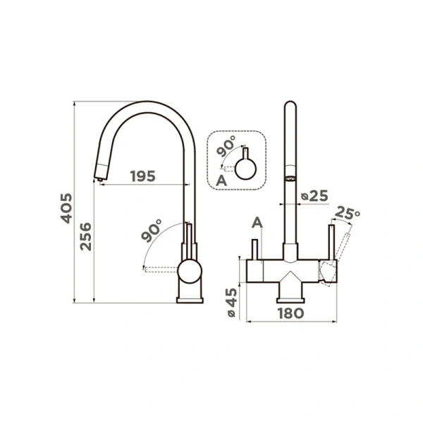 Смеситель для кухни Omoikiri Akita-GB графит 4994354 (детальная фотография), для кухни
