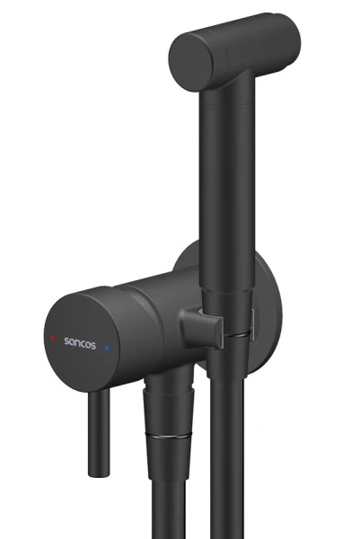 Гигиенический душ со смесителем Sancos Atom черный SC2001MB (детальная фотография)