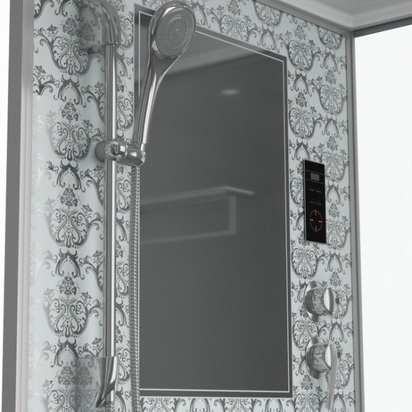 Душевая кабина Niagara Luxe 100х90 см хром 7714W (детальная фотография), пристенные, недорогие, для дачи, с гидромассажем, c тропическим душем, с вентиляцией, с крышей