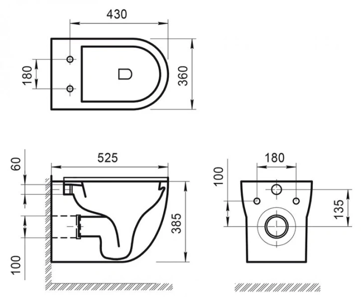 Унитаз подвесной BelBagno Onda с горизонтальным выпуском BB066CHR (детальная фотография), подвесные, встраиваемые