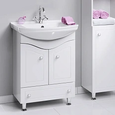 Тумба с раковиной напольная Aqwella Франческа FR0106 65 см с двумя дверцами и ящиком