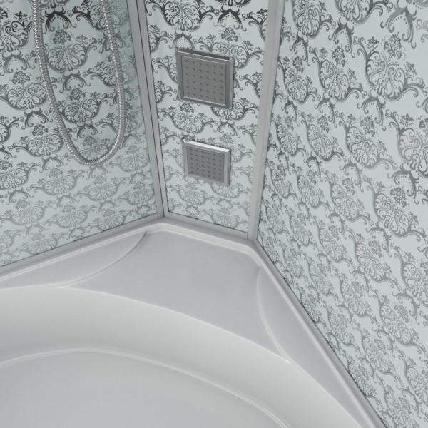 Душевая кабина Niagara Luxe 120х120 см хром металлик 7744W (детальная фотография), угловые, недорогие, для дачи, с гидромассажем, c тропическим душем, с вентиляцией, с крышей, с сиденьем