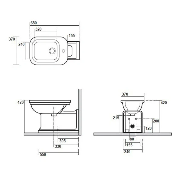 Биде напольное Kerasan Waldorf белое 4120K3bi/br*1 (детальная фотография), современные, hi-tech