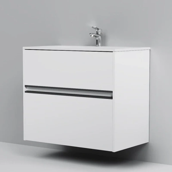 Тумба под раковину подвесная Am.Pm Sense 80 см белый глянец M7BFUX0802WG (детальная фотография), комплект (набор)
