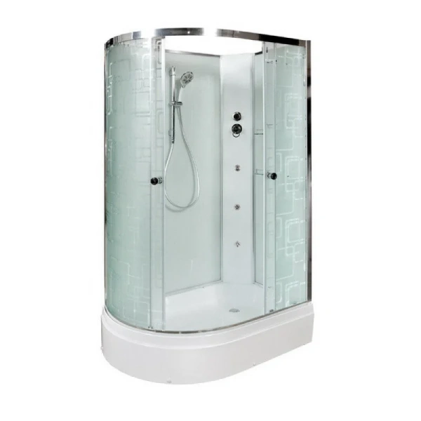Душевая кабина Deto EM2712 120x80 см с гидромассажем (детальная фотография), стеклянные, матовые, узорчатые