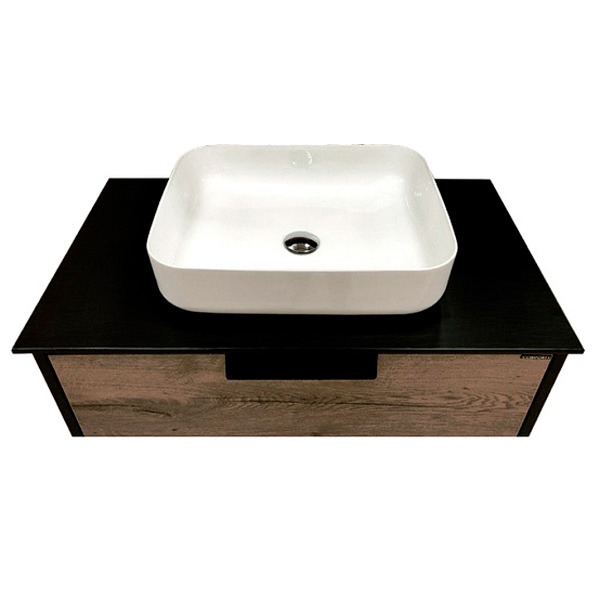 Тумба с раковиной подвесная Comforty Кёльн 90 см дуб темный 00004149965CF (детальная фотография), современная, hi-tech, лофт