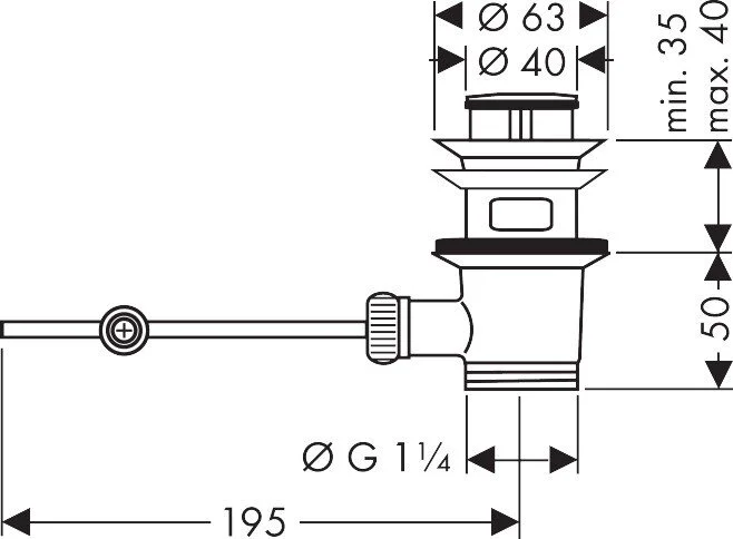 Донный клапан Hansgrohe хром 94139000 (детальная фотография), по запросу