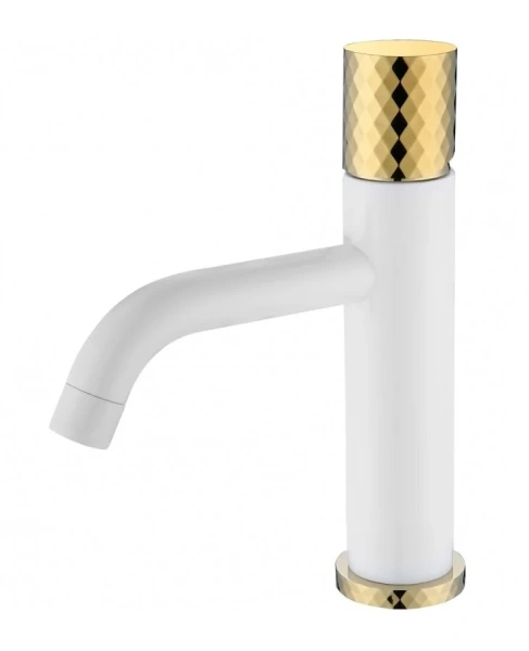 Смеситель для раковины Boheme Stick белый/золото 121-WG (детальная фотография)