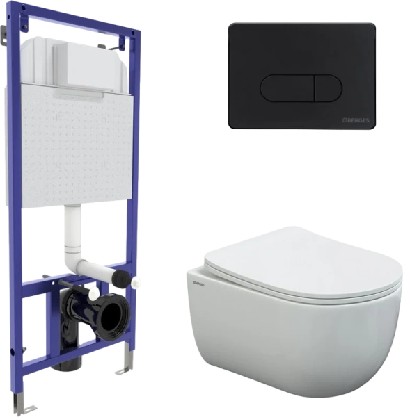 Унитаз с инсталляцией BERGES Ventas с сиденьем микролифт 043238 (детальная фотография)