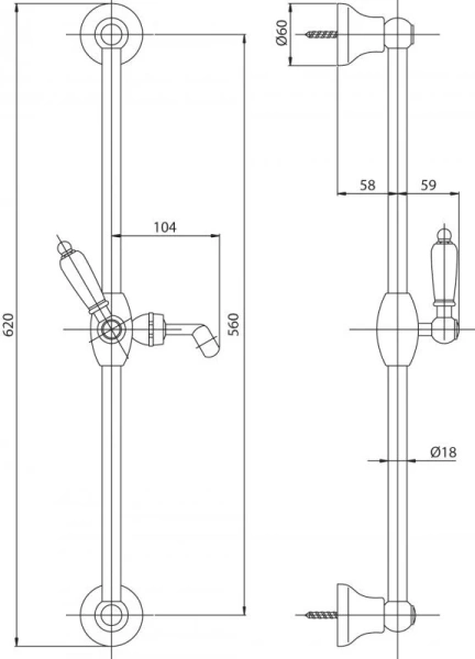 Душевой гарнитур Cezares хром CZR-SD-01-Bi (детальная фотография), душевые гарнитуры